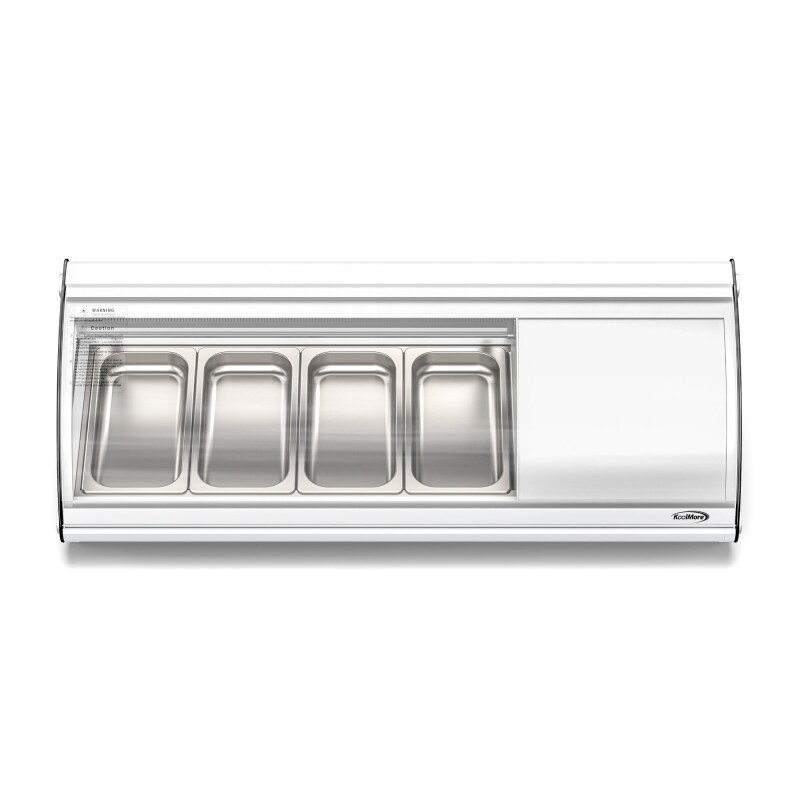 46 in. Glass Sushi Countertop Display Refrigerator with 4 Stainless Steel Trays in White KMSR46WH, product image 5 of 9
