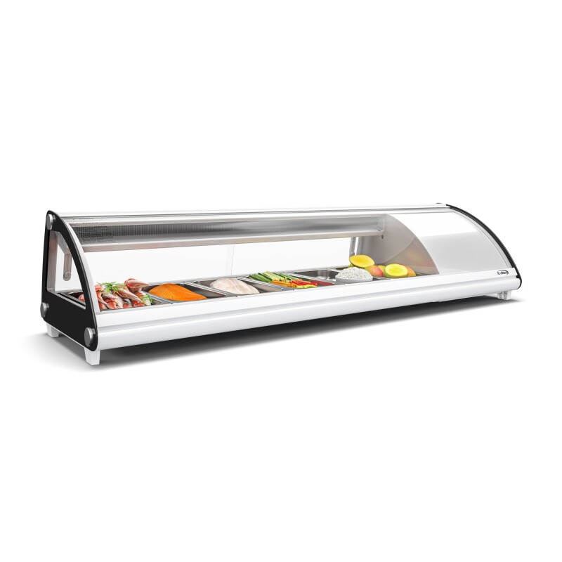 60 in. Glass Sushi Countertop Display Refrigerator with 6 Stainless Steel Trays in White KMSR60WH