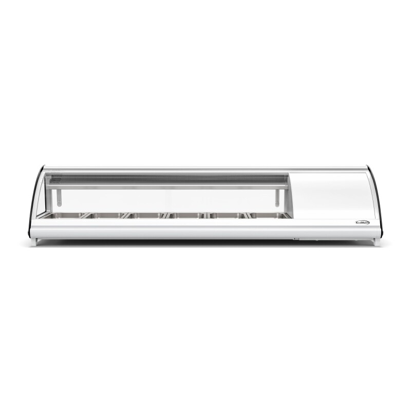 60 in. Glass Sushi Countertop Display Refrigerator with 6 Stainless Steel Trays in White KMSR60WH, product image 3 of 10