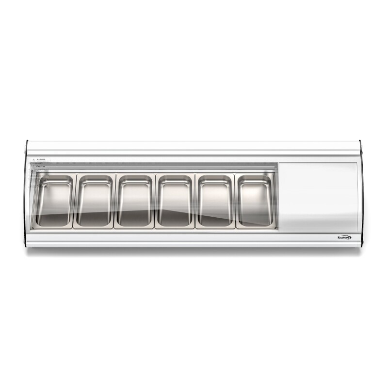 60 in. Glass Sushi Countertop Display Refrigerator with 6 Stainless Steel Trays in White KMSR60WH, product image 5 of 10
