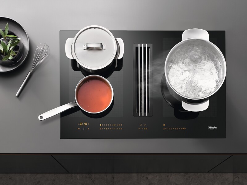 Fiskars “All Steel” starter pan set (4 pieces) stainless-steel cookware with a matte brushed finish exclusively For Miele KMTS57042