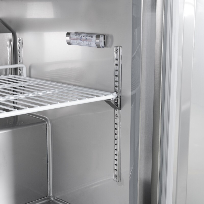 60 in. Two-Door Commercial Undercounter Freezer in Stainless Steel with Casters, ETL Listed KMUCF15SS