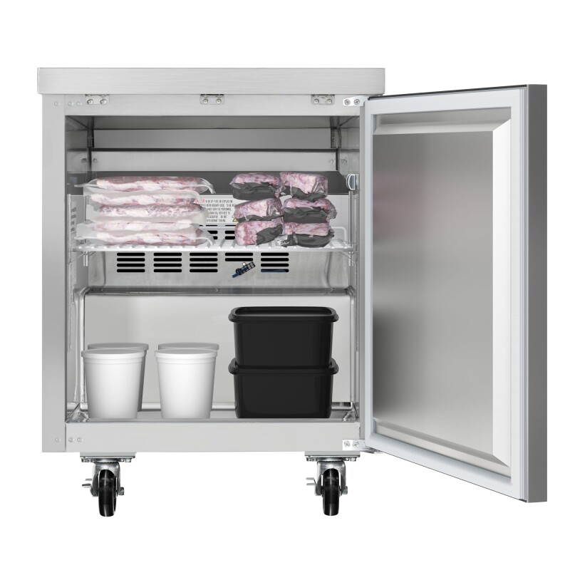 27 in. One-Door Commercial Undercounter Freezer in Stainless Steel with Casters, ETL Listed KMUCF1DSS