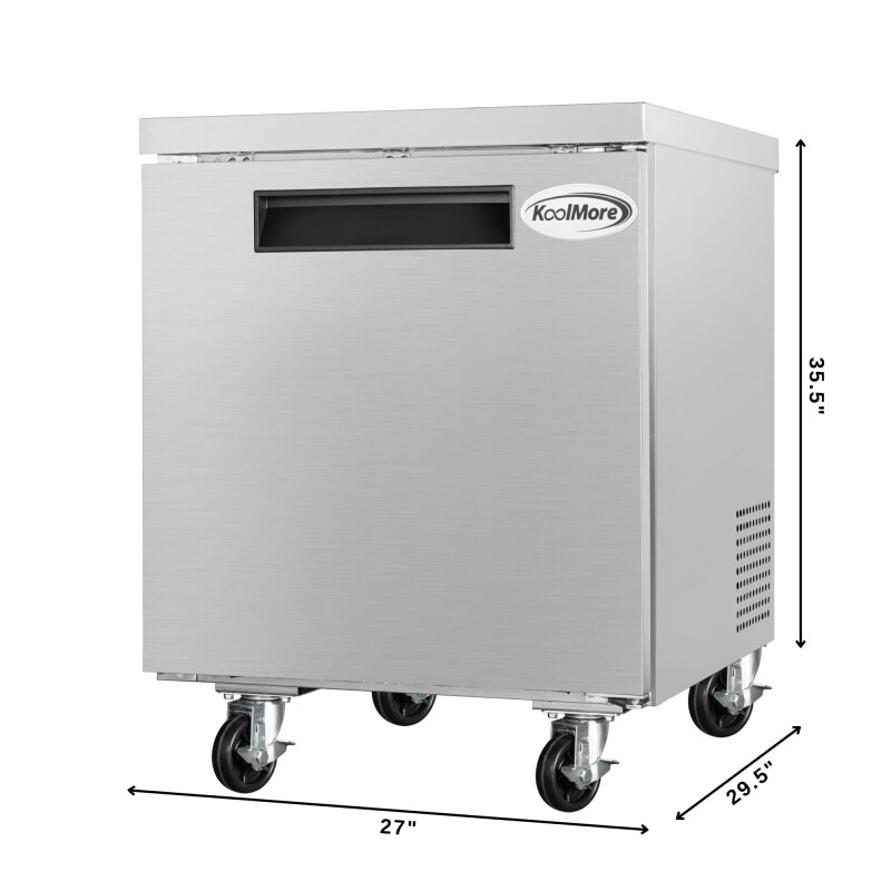 48 in. Two-Door Commercial Undercounter Freezer in Stainless Steel with Casters, ETL Listed KMUCF2DSS