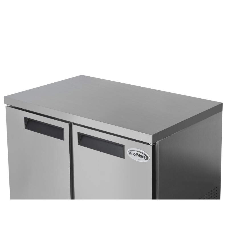 48 in. Two-Door Commercial Undercounter Freezer in Stainless Steel with Casters, ETL Listed KMUCF2DSS