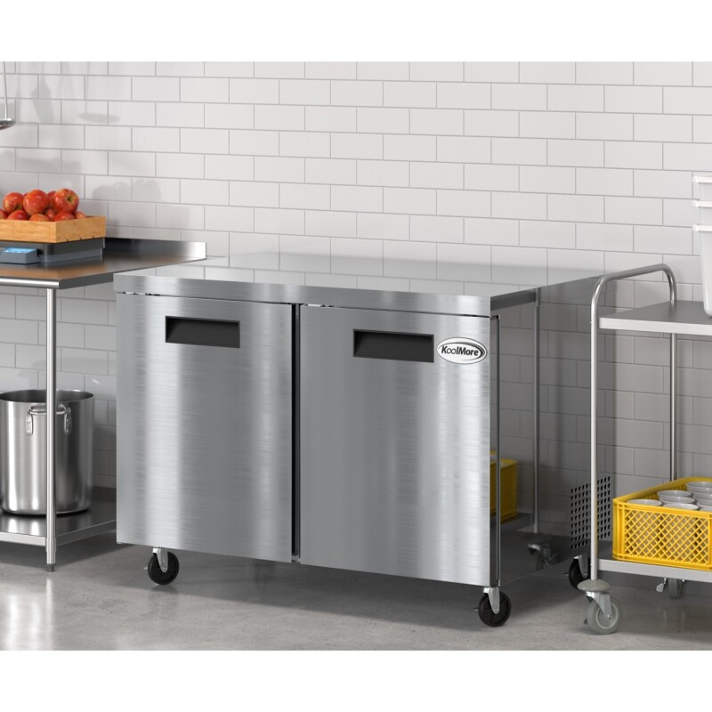 48 in. Two Door Commercial Undercounter Refrigerator in Stainless-Steel 11 cu. ft KMUCR2DSS, product image 4 of 9