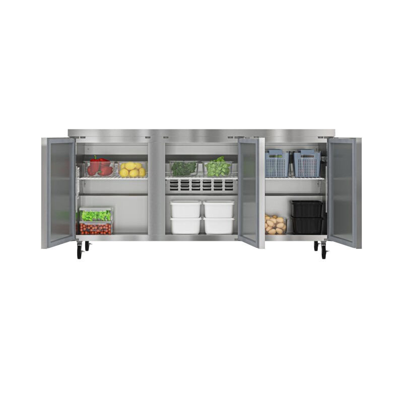 72 in. Three Door Commercial Undercounter Refrigerator 18 cu. ft KMUCR3DSS, product image 2 of 8
