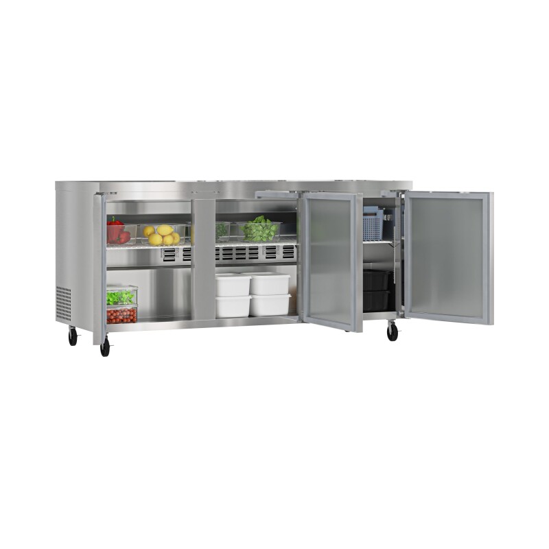 72 in. Three Door Commercial Undercounter Refrigerator 18 cu. ft KMUCR3DSS, product image 6 of 8