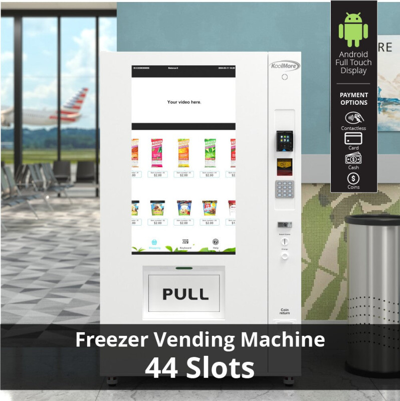 45 in. Commercial Freezer Ice Cream Vending Machine with 44 Slots, Ample 49 in. Touch Display, Bill and Coin Acceptor, Credit Card Reader in White KMVMFWT36BCR, product image 3 of 13