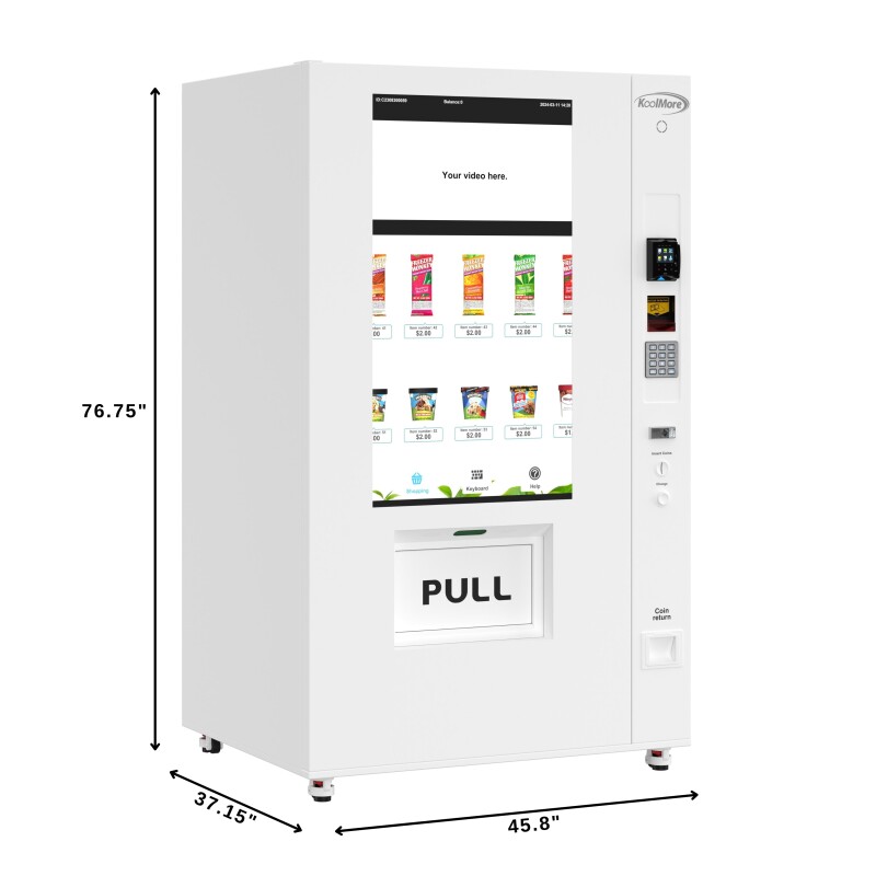 45 in. Commercial Freezer Ice Cream Vending Machine with 44 Slots, Ample 49 in. Touch Display, Bill and Coin Acceptor, Credit Card Reader in White KMVMFWT36BCR, product image 2 of 13