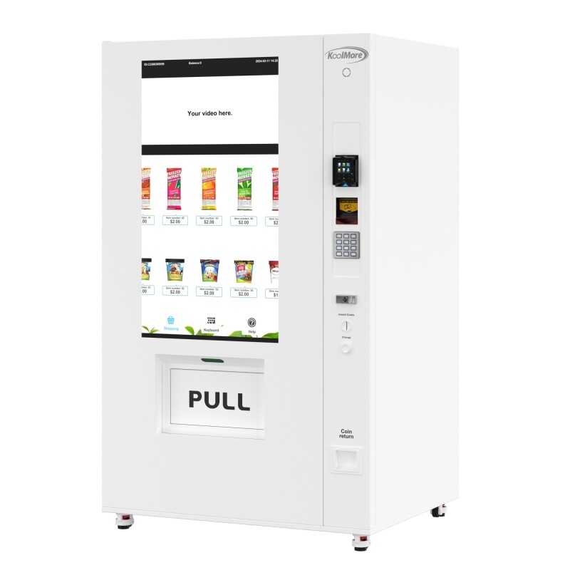 45 in. Commercial Freezer Ice Cream Vending Machine with 44 Slots, Ample 49 in. Touch Display, Bill and Coin Acceptor, Credit Card Reader in White KMVMFWT36BCR