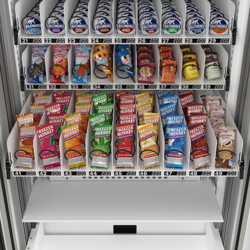 45 in. Commercial Freezer Ice Cream Vending Machine with 44 Slots, Ample 49 in. Touch Display, Bill and Coin Acceptor, Credit Card Reader in White KMVMFWT36BCR, product image 9 of 13