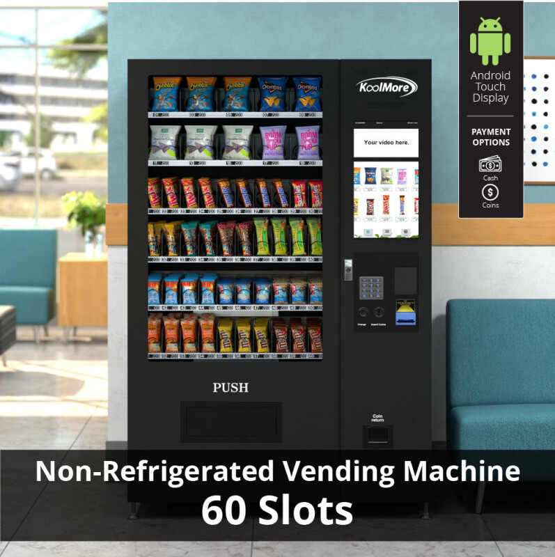 50 in. 60-Slot Snack Vending Machine with 22-inch Touch Screen, Bill and Coin Acceptor in Black, Non-Refrigerated KMVMNT50BC, product image 3 of 17