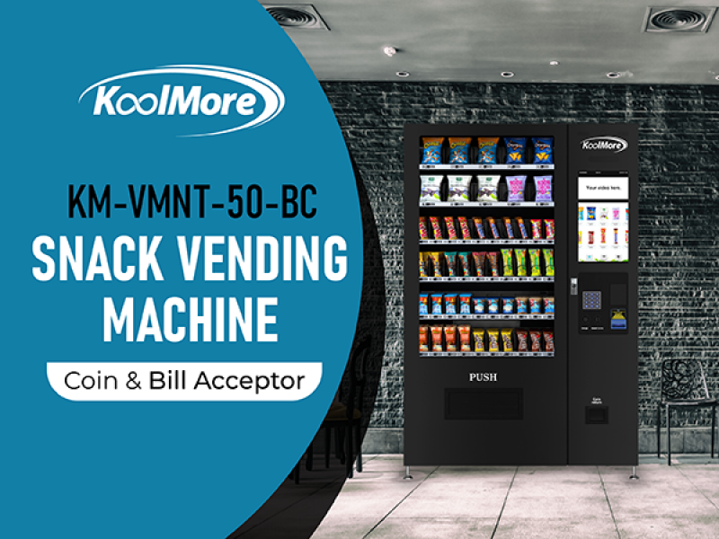 50 in. 60-Slot Snack Vending Machine with 22-inch Touch Screen, Bill and Coin Acceptor in Black, Non-Refrigerated KMVMNT50BC, product image 4 of 17