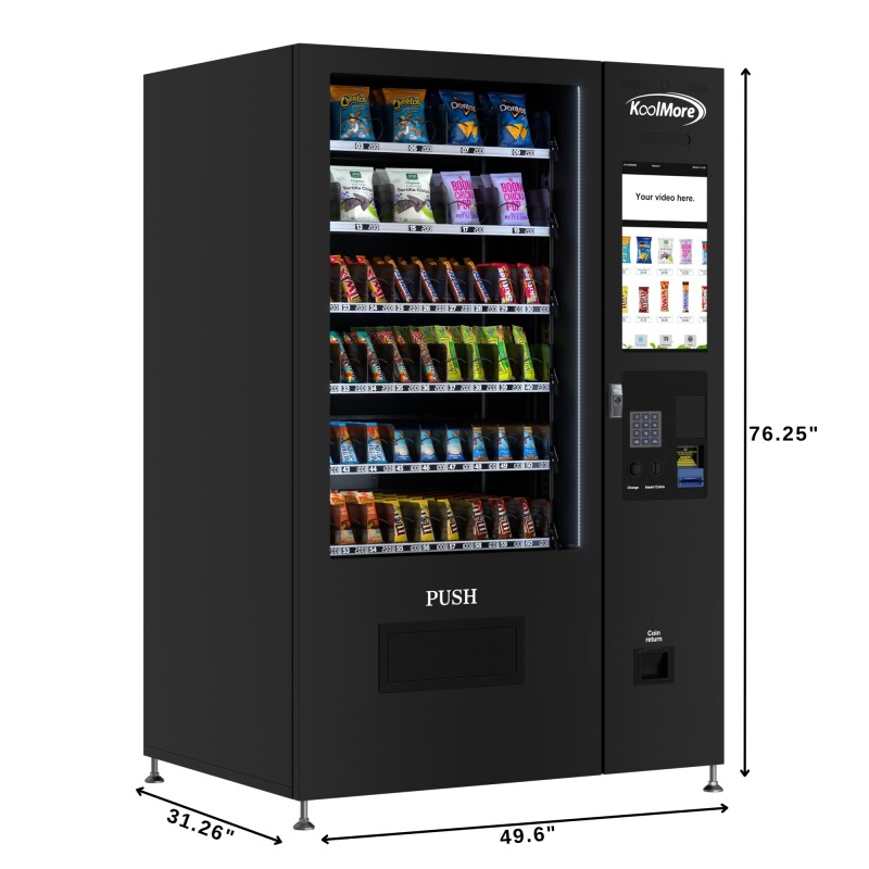 50 in. 60-Slot Snack Vending Machine with 22-inch Touch Screen, Bill and Coin Acceptor in Black, Non-Refrigerated KMVMNT50BC, product image 7 of 17