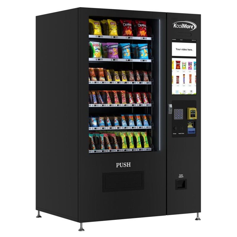 50 in. 60-Slot Snack Vending Machine with 22-inch Touch Screen, Credit Card Reader, Bill and Coin Acceptor in Black, Non-Refrigerated KMVMNT50BCR, product image 2 of 16