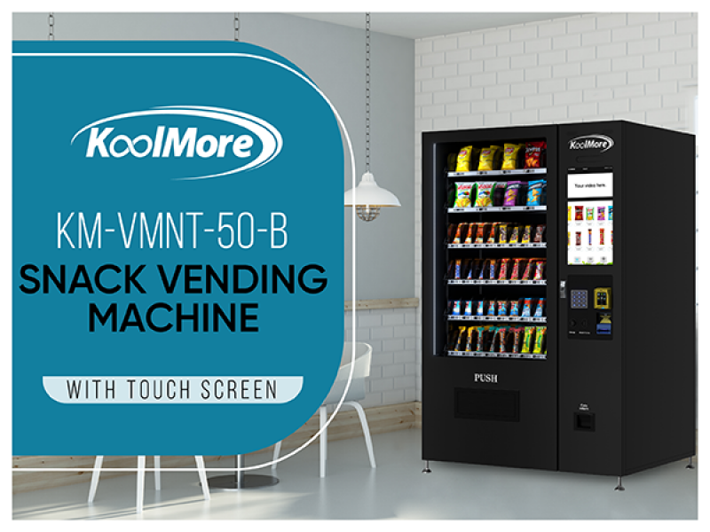 50 in. 60-Slot Snack Vending Machine with 22-inch Touch Screen, Credit Card Reader, Bill and Coin Acceptor in Black, Non-Refrigerated KMVMNT50BCR, product image 4 of 16
