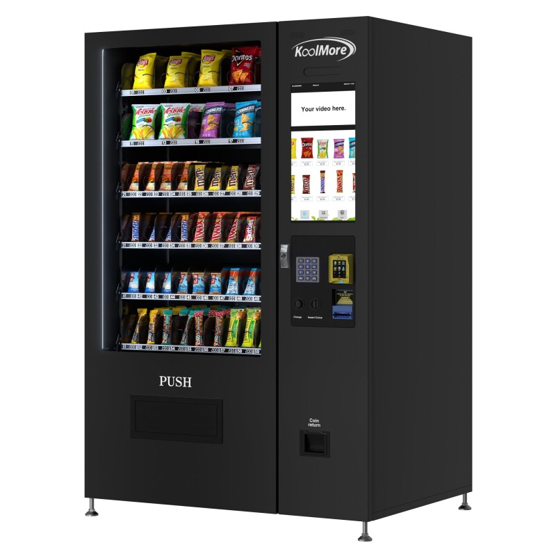 50 in. 60-Slot Snack Vending Machine with 22-inch Touch Screen, Credit Card Reader, Bill and Coin Acceptor in Black, Non-Refrigerated KMVMNT50BCR, product image 5 of 16