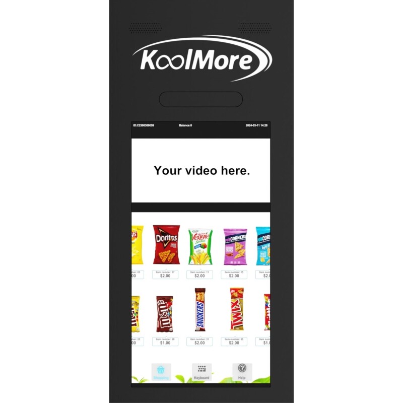 50 in. 60-Slot Snack Vending Machine with 22-inch Touch Screen, Credit Card Reader, Bill and Coin Acceptor in Black, Non-Refrigerated KMVMNT50BCR, product image 10 of 16