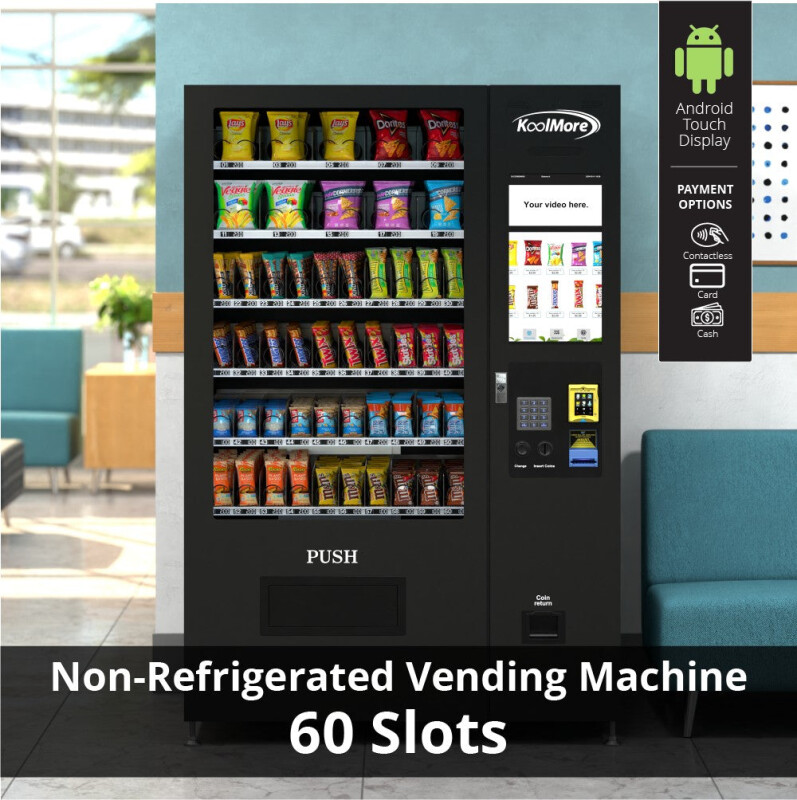 50 in. 60-Slot Snack Vending Machine with 22-inch Touch Screen, Credit Card Reader and Bill Acceptor in Black, Non-Refrigerated KMVMNT50BR, product image 3 of 15