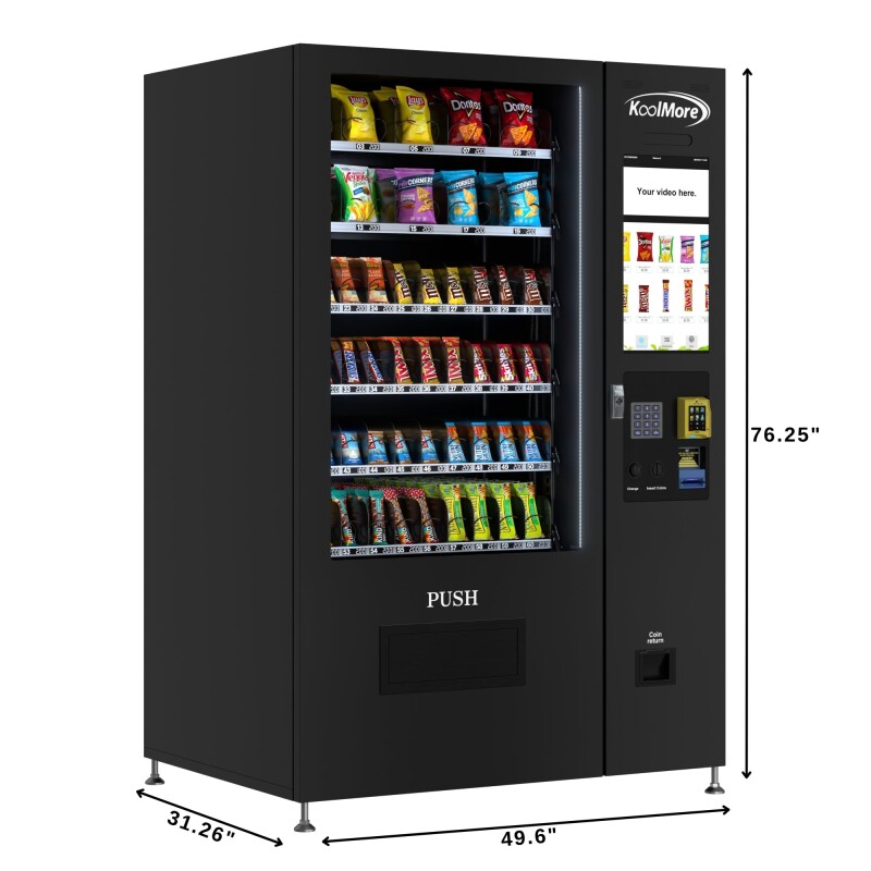 50 in. 60-Slot Snack Vending Machine with 22-inch Touch Screen, Credit Card Reader and Bill Acceptor in Black, Non-Refrigerated KMVMNT50BR, product image 6 of 15