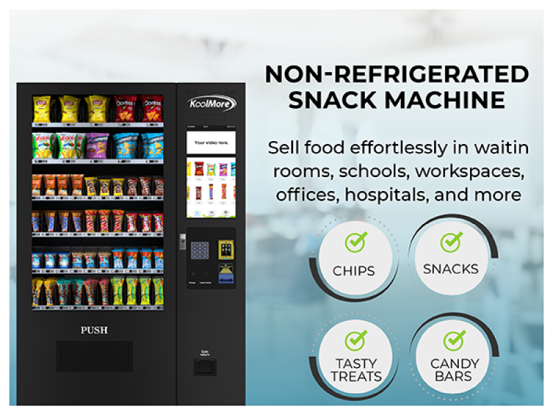 50 in. 60-Slot Snack Vending Machine with 22-inch Touch Screen, Credit Card Reader and Bill Acceptor in Black, Non-Refrigerated KMVMNT50BR, product image 7 of 15