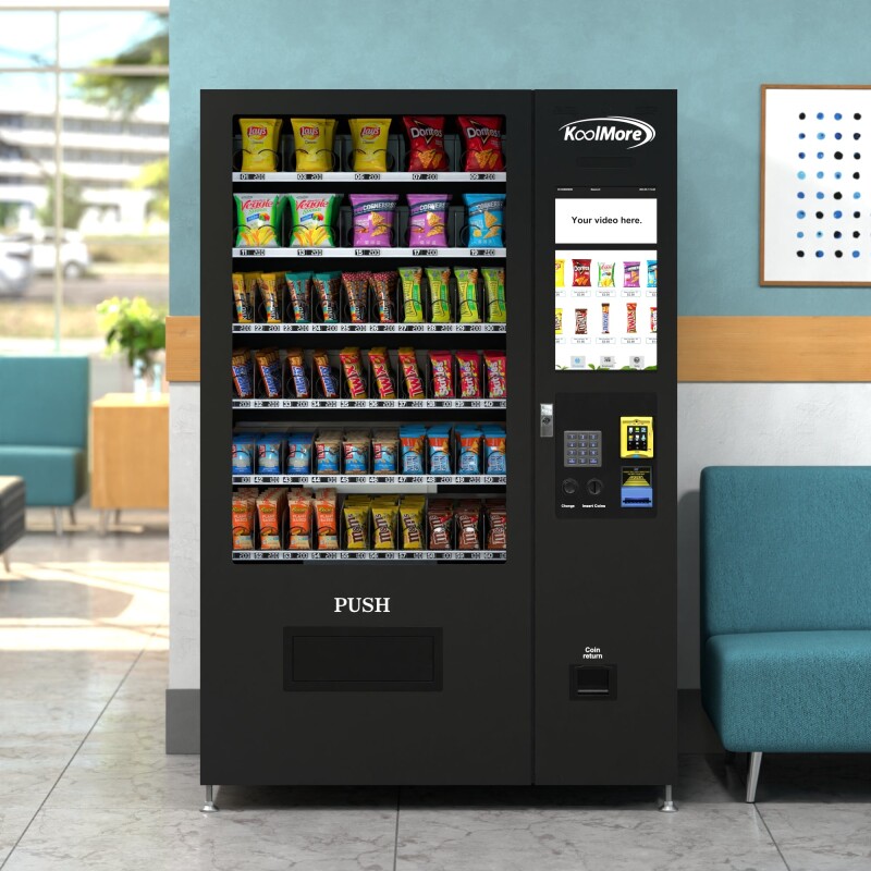 50 in. 60-Slot Snack Vending Machine with 22-inch Touch Screen, Credit Card Reader and Bill Acceptor in Black, Non-Refrigerated KMVMNT50BR, product image 8 of 15