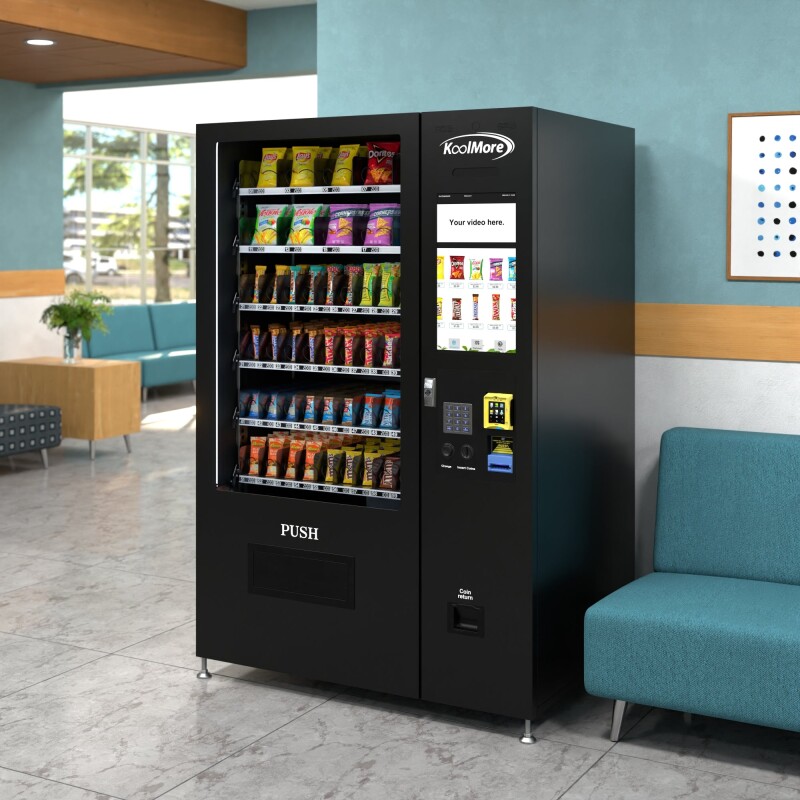 50 in. 60-Slot Snack Vending Machine with 22-inch Touch Screen, Credit Card Reader and Bill Acceptor in Black, Non-Refrigerated KMVMNT50BR, product image 10 of 15