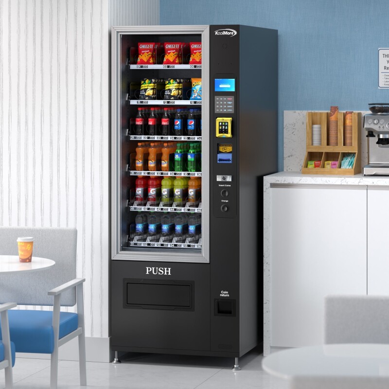 Refrigerated Snack and Drink Vending Machine with 36 Slots Featuring a Credit Card Reader and Coin/Bill Acceptor in Black KMVMR30BCR, product image 7 of 14