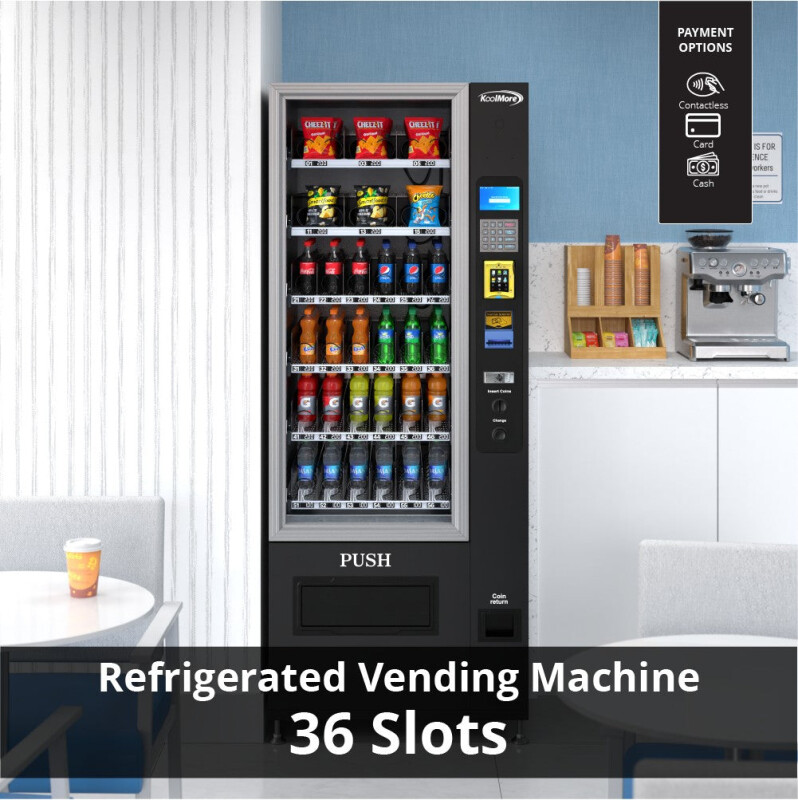 Refrigerated Snack and Drink Vending Machine with 36 Slots Featuring Credit Card Reader and Bill Acceptor in Black KMVMR30BR, product image 3 of 14