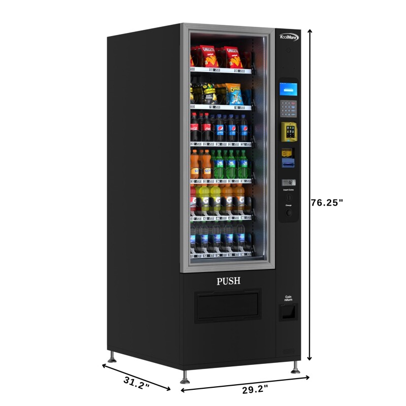 Refrigerated Snack and Drink Vending Machine with 36 Slots Featuring Credit Card Reader and Bill Acceptor in Black KMVMR30BR, product image 5 of 14
