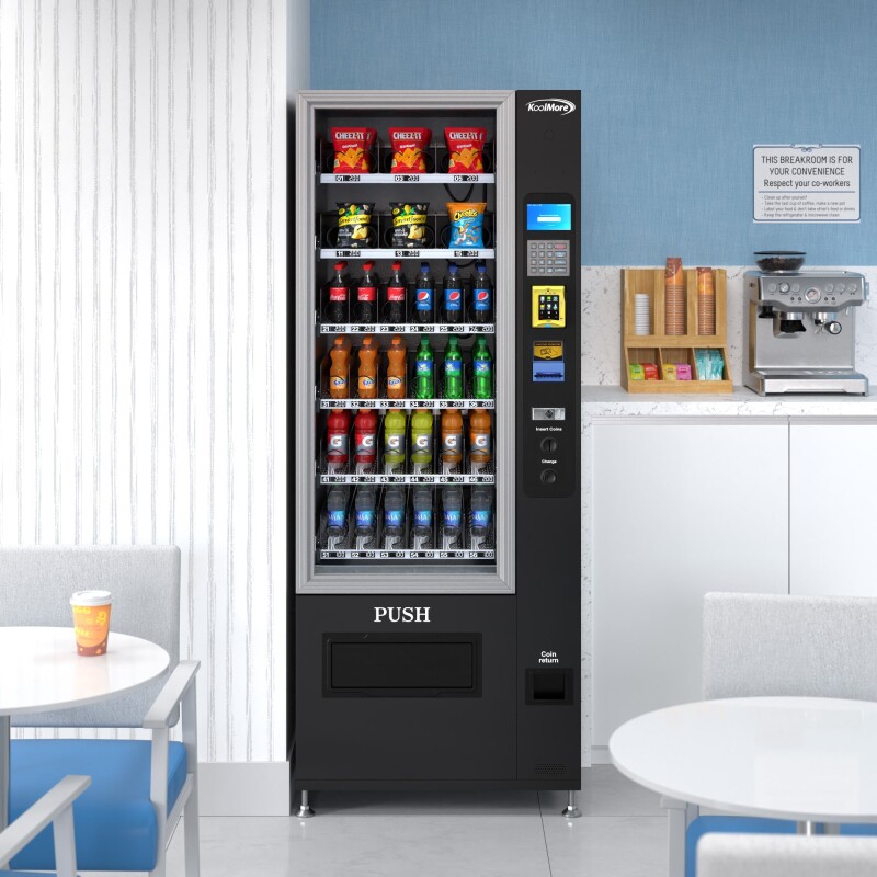 Refrigerated Snack and Drink Vending Machine with 36 Slots Featuring Credit Card Reader and Bill Acceptor in Black KMVMR30BR, product image 6 of 14