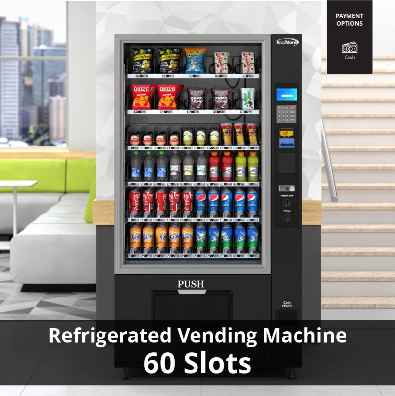 Refrigerated Snack and Drink Vending Machine with 60 Slots in Black KMVMR40B, product image 3 of 12