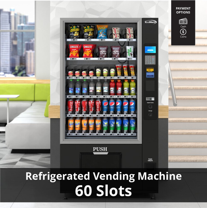 Refrigerated Snack and Drink Vending Machine with 60 Slots and Coin/Bill Acceptor in Black KMVMR40BC, product image 3 of 13