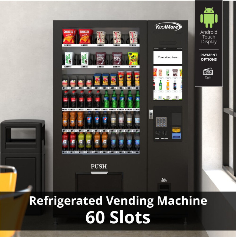 Refrigerated Snack and Drink Vending Machine with 60 Slots and 22 Inch Touch Screen in Black KMVMRT50B, product image 3 of 12