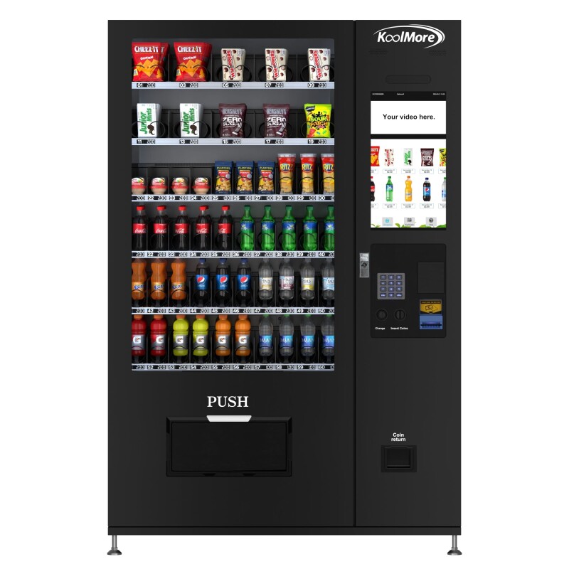 Refrigerated Snack and Drink Vending Machine with 60 Slots and 22 Inch Touch Screen in Black KMVMRT50B