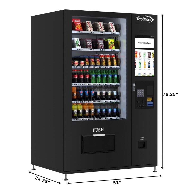 Refrigerated Snack and Drink Vending Machine with 60 Slots and 22 Inch Touch Screen in Black KMVMRT50B, product image 5 of 12