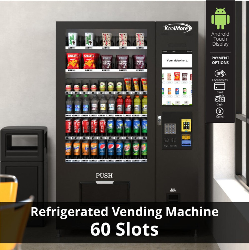 Refrigerated Snack and Drink Vending Machine with 60 Slots and 22 Inch Touch Screen with CC Reader and Coin/Bill Acceptor in Black KMVMRT50BCR, product image 3 of 14