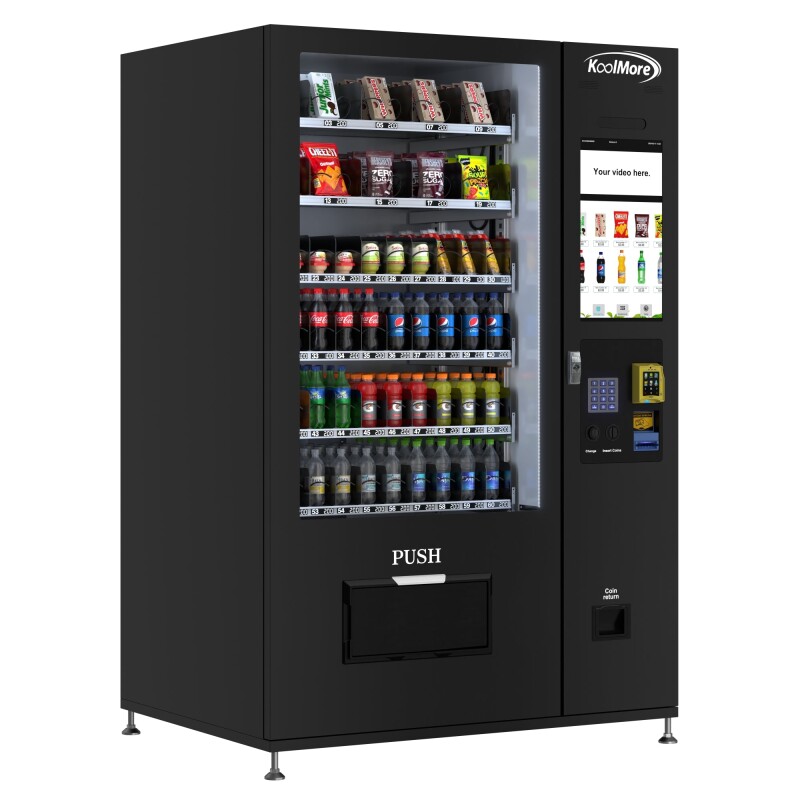 Refrigerated Snack and Drink Vending Machine with 60 Slots and 22 Inch Touch Screen with CC Reader and Coin/Bill Acceptor in Black KMVMRT50BCR, product image 2 of 14