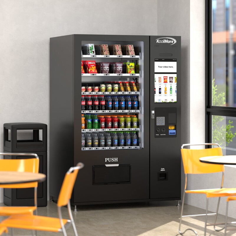 Refrigerated Snack and Drink Vending Machine with 60 Slots and 22 Inch Touch Screen with CC Reader and Coin/Bill Acceptor in Black KMVMRT50BCR, product image 7 of 14