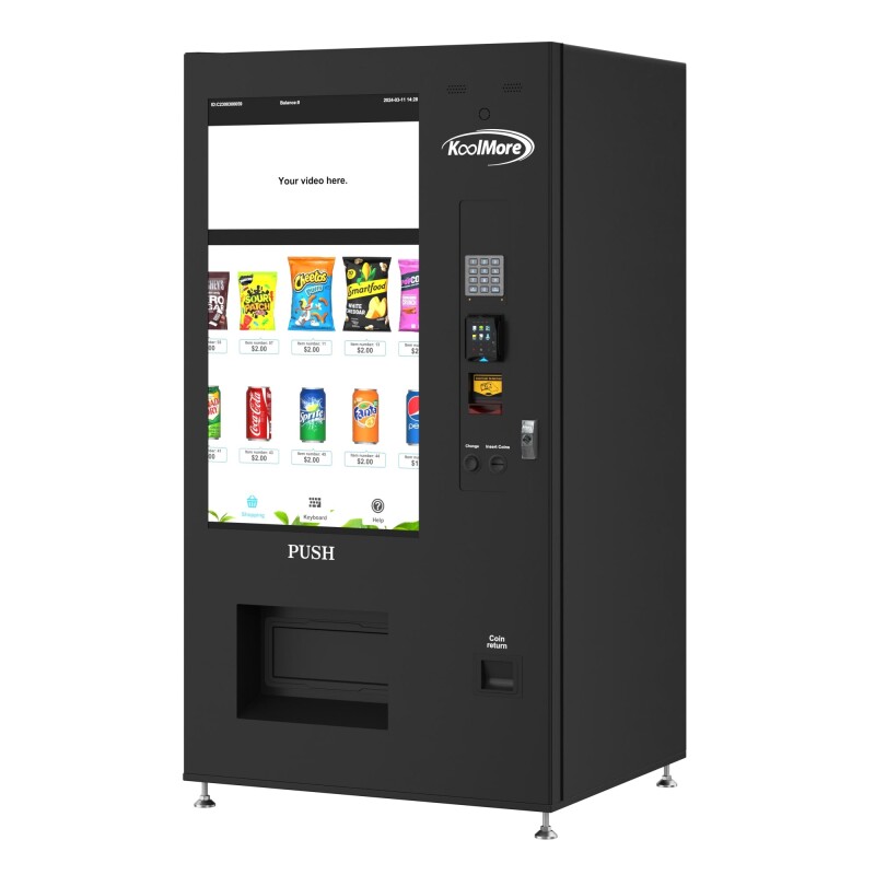 41 in. Refrigerated Snack Vending Machine with 48 Slots and Ample 49 in. Touch Display, Bill and Coin Acceptor, Credit Card Reader, Wifi, and 4G Connectivity in Black KMVMRWT48BCR
