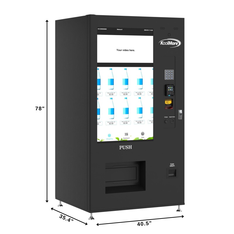 41 in. Refrigerated Snack Vending Machine with 48 Slots and Ample 49 in. Touch Display, Bill and Coin Acceptor, Credit Card Reader, Wifi, and 4G Connectivity in Black KMVMRWT48BCR, product image 3 of 13