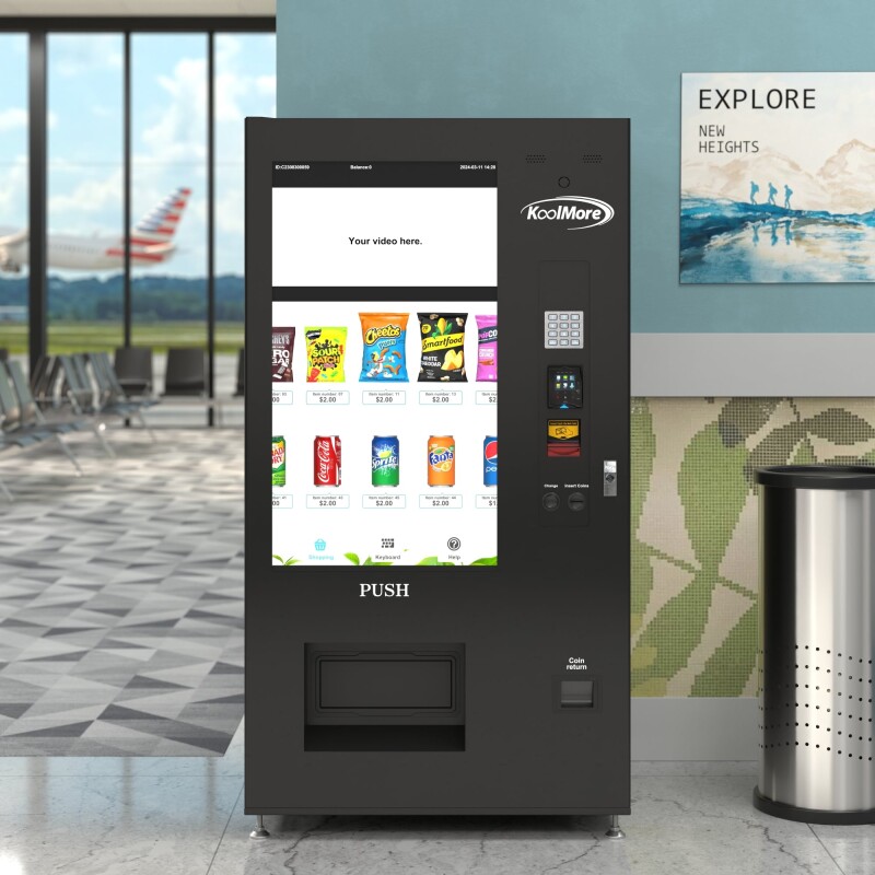 41 in. Refrigerated Snack Vending Machine with 48 Slots and Ample 49 in. Touch Display, Bill and Coin Acceptor, Credit Card Reader, Wifi, and 4G Connectivity in Black KMVMRWT48BCR, product image 4 of 13