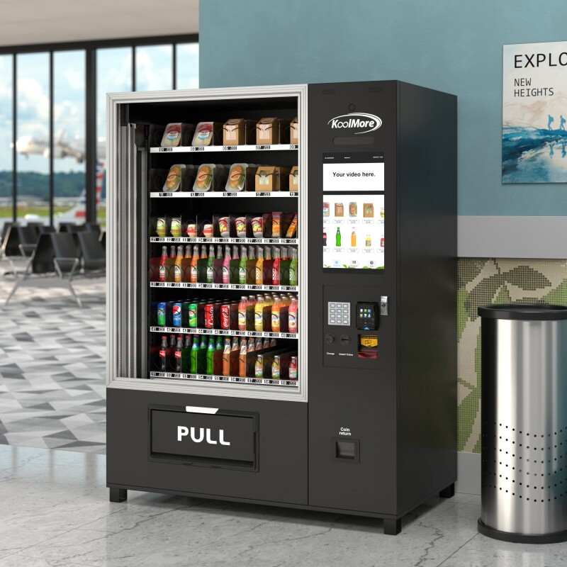 Snack Vending Machine with 21.5 Inch Touch Display, 66 Slots and Elevator-Lift Dispensing System,Refrigerated, Bill and Coin Acceptor, Credit Card Reader, Wifi and 4G Connectivity in Black KMVMRWT66EBCR, product image 6 of 14