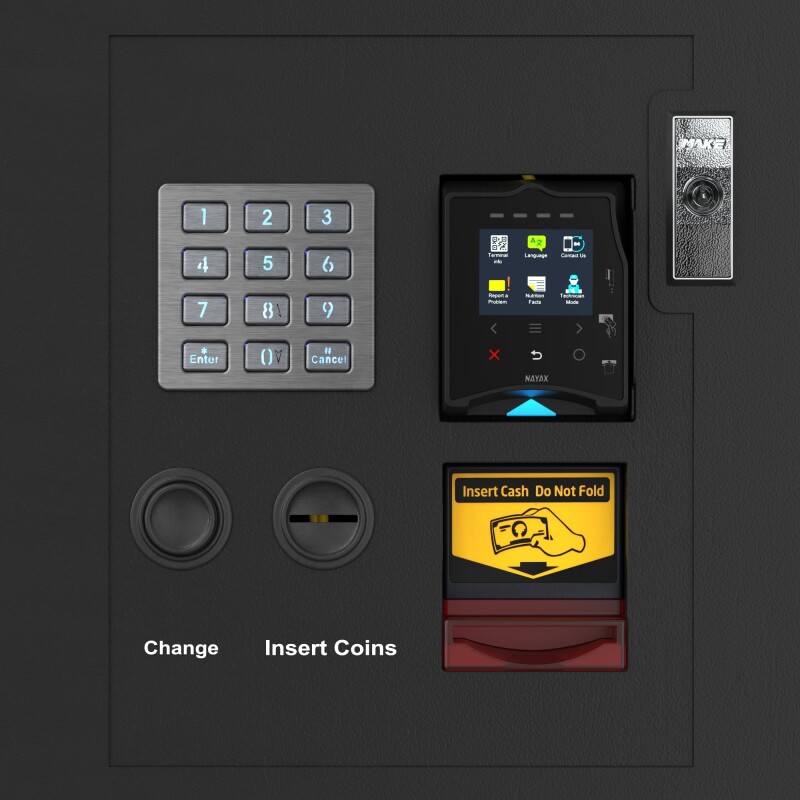 Snack Vending Machine with 21.5 Inch Touch Display, 66 Slots and Elevator-Lift Dispensing System,Refrigerated, Bill and Coin Acceptor, Credit Card Reader, Wifi and 4G Connectivity in Black KMVMRWT66EBCR, product image 7 of 14
