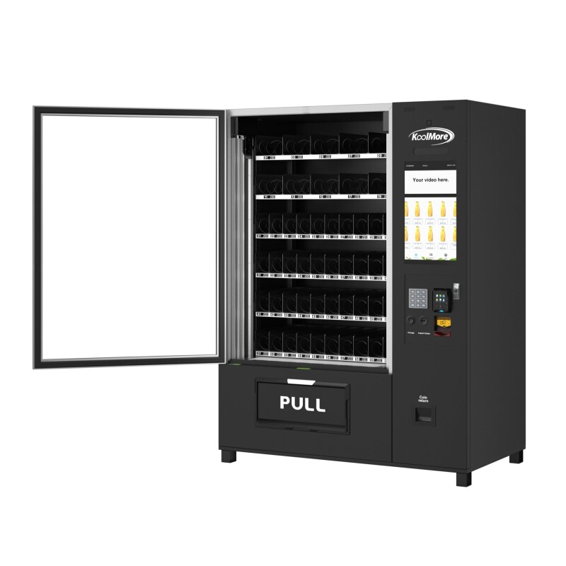 Snack Vending Machine with 21.5 Inch Touch Display, 66 Slots and Elevator-Lift Dispensing System,Refrigerated, Bill and Coin Acceptor, Credit Card Reader, Wifi and 4G Connectivity in Black KMVMRWT66EBCR, product image 12 of 14