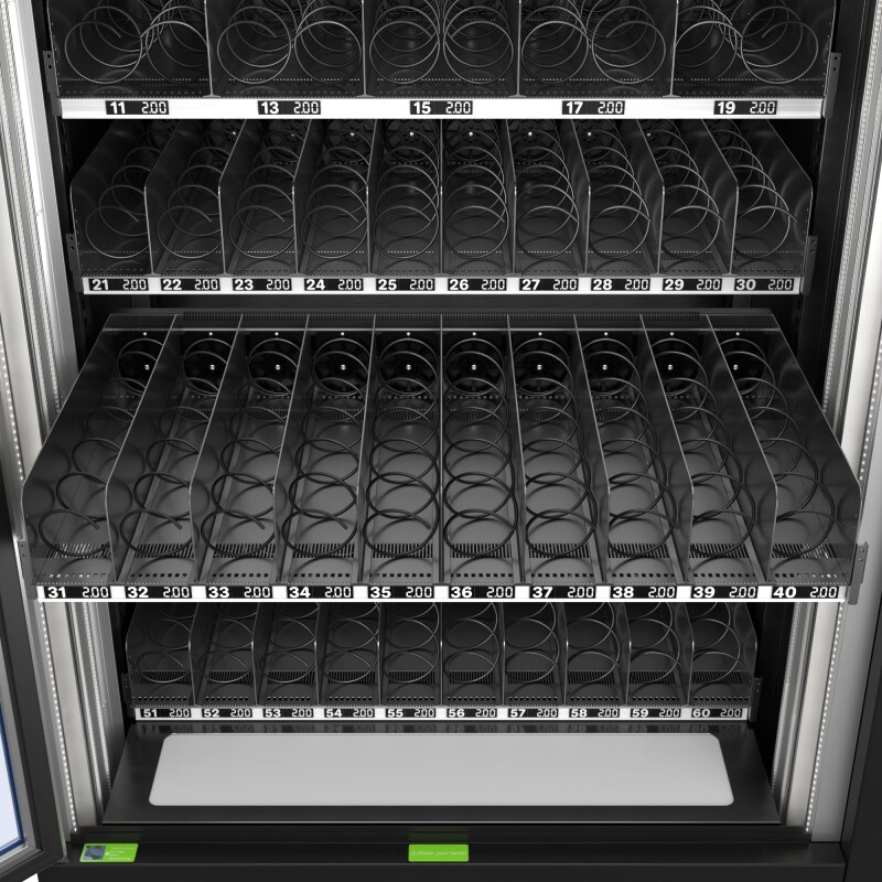 Snack Vending Machine with 21.5 Inch Touch Display, 66 Slots and Elevator-Lift Dispensing System,Refrigerated, Bill and Coin Acceptor, Credit Card Reader, Wifi and 4G Connectivity in Black KMVMRWT66EBCR, product image 13 of 14