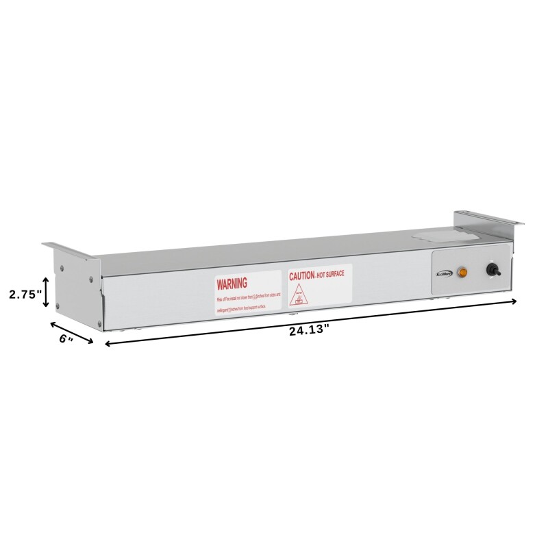 24 in. High Wattage Commercial Food Strip Warmer with Toggle Controls and Cord - 120V, 500W, UL Listed in Stainless-Steel KMWSTRIP24, product image 2 of 10