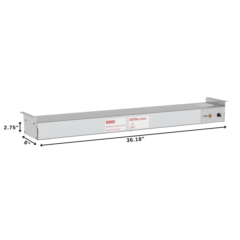 36 in. High Wattage Commercial Food Strip Warmer with Toggle Controls and Cord - 120V, 850W, UL Listed in Stainless-Steel KMWSTRIP36, product image 2 of 10