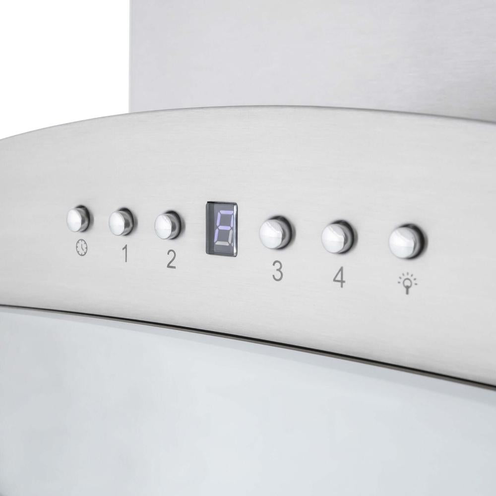 30 In. Convertible Vent Wall Mount Range Hood In Stainless Steel And Glass KN30